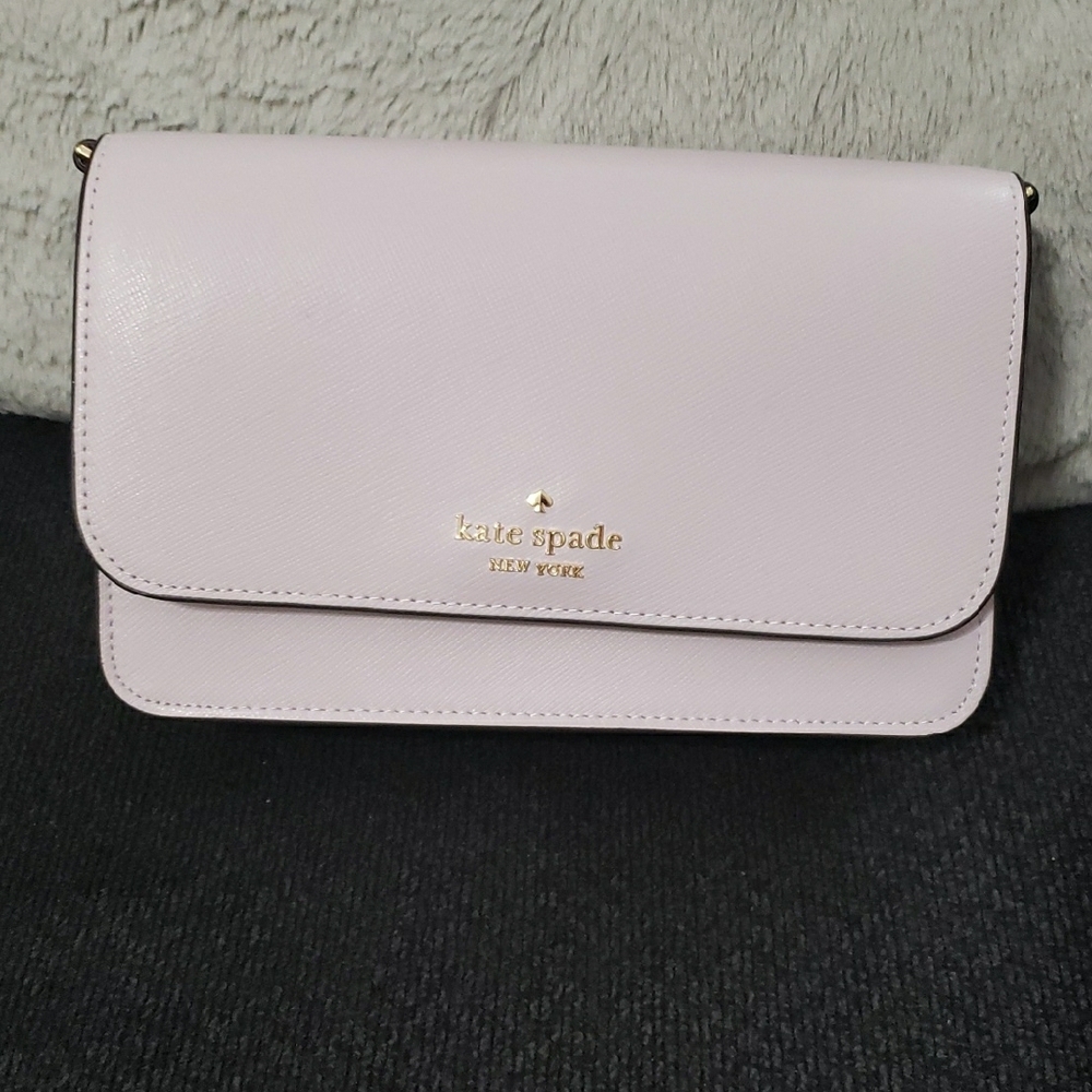 Kate Spade New York Lilac Leather Crossbody Clutch Gold Hardware NWOT